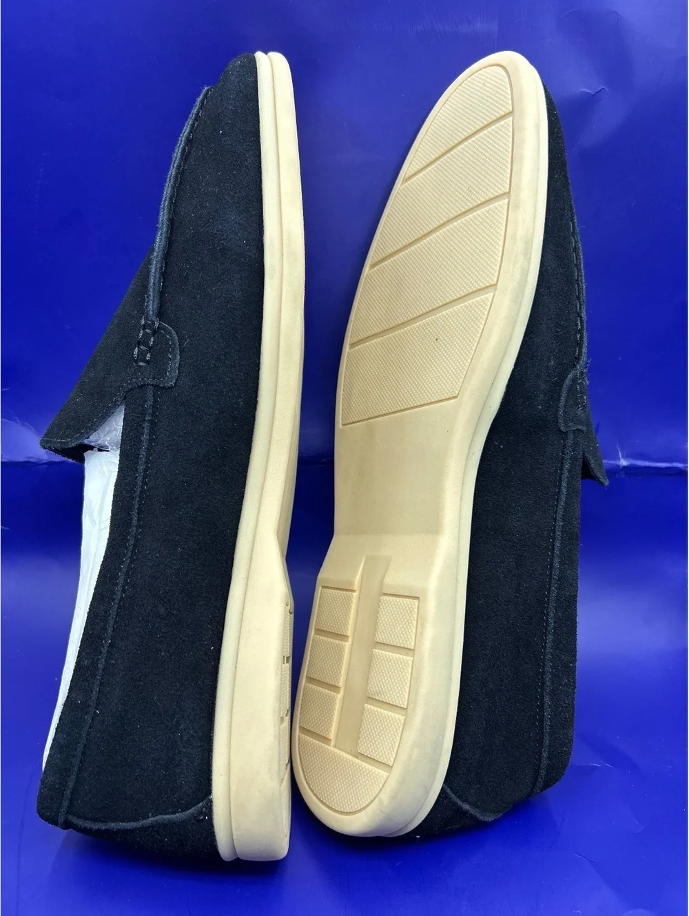 Old Money Mens Size 13 Black Faux Suede Loafers Slip On Moc Toe Driver Shoes